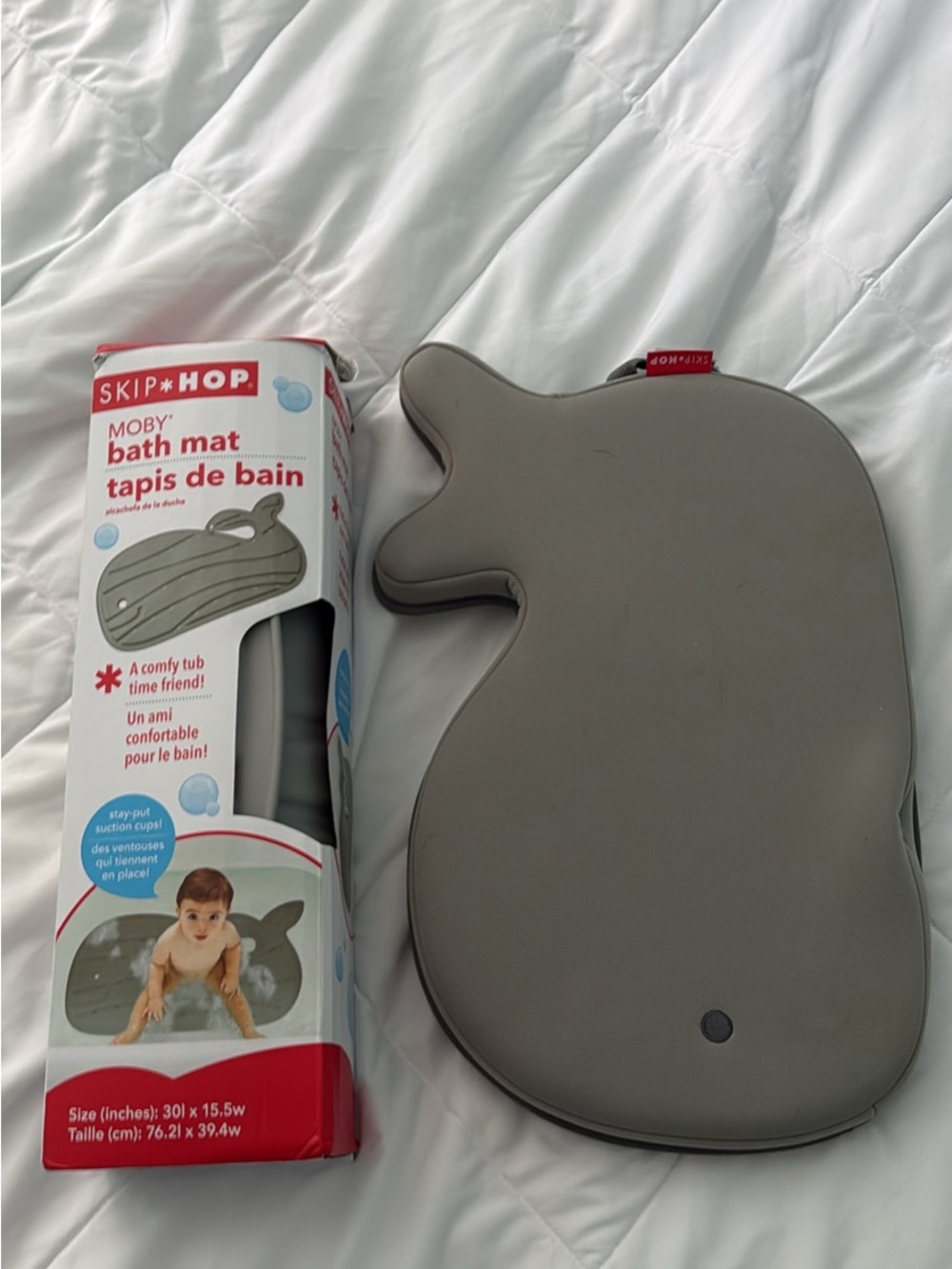 Skip Hop Moby Gray Kids Bath Mat and Floor Mat to kneel on